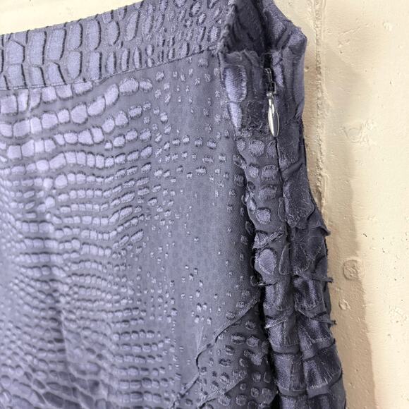 Reiss Women Lucy Snake Print Burnout Skirt Silk Blend Side Zip Mini Navy Size 10 - Picture 10 of 10